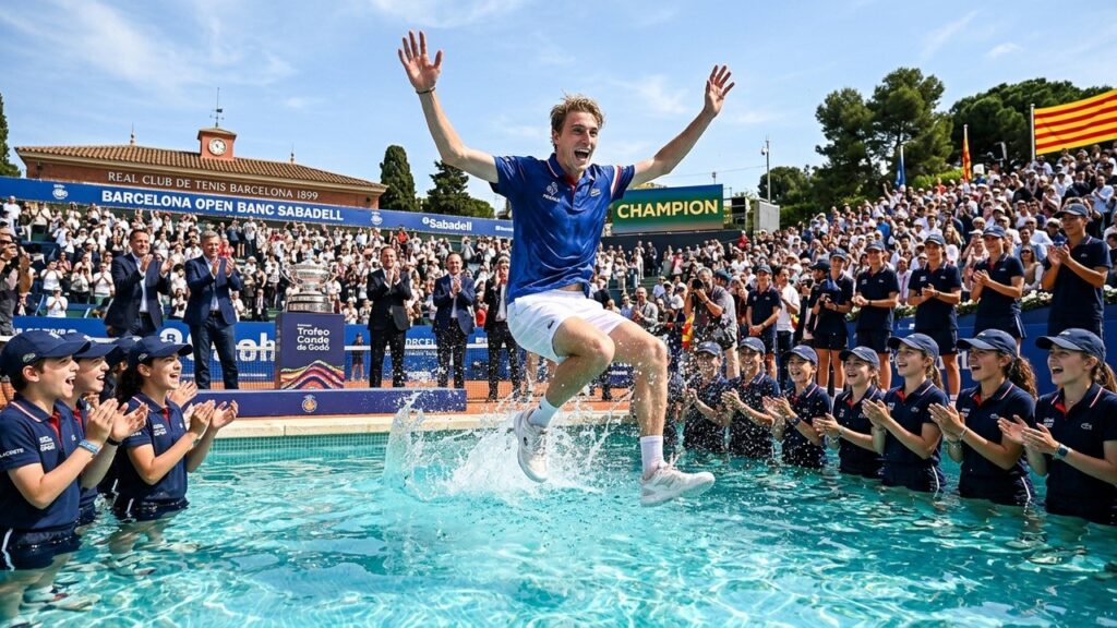 Arthur Fils Sacré à Barcelone : Le Plongeon Iconique Après sa Victoire