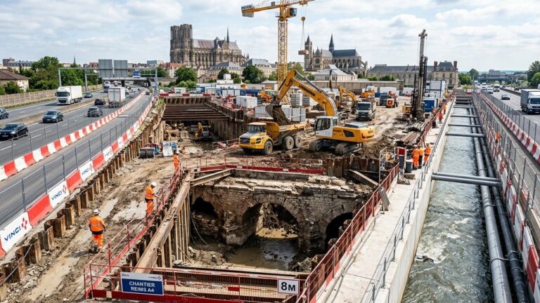 Chantier Hors Norme sur l&rsquo;A344 à Reims : Excavation Géante et Perturbations