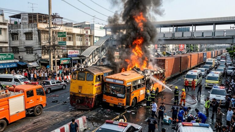 Collision Train Bus Bangkok : Huit Morts au Cœur de la Capitale Thaïlandaise