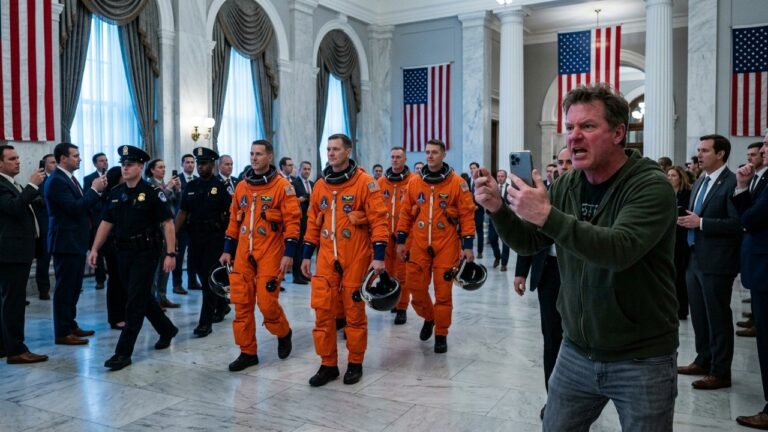 Complotiste Affronte Astronautes Artemis II au Capitole