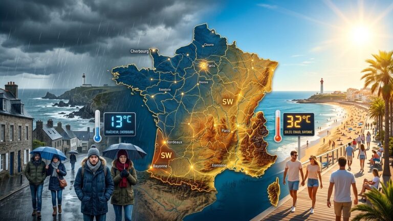 Contrastes Météo Extrêmes en France : Chaleur au Sud, Fraîcheur au NordRefining category choice- Opt for Tech & Sciences / Environnement to align with meteorological forecasts and environmental impacts.