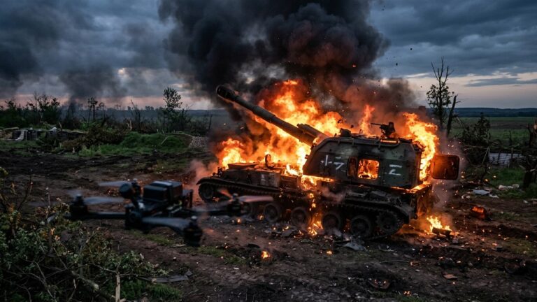 Drone Ukrainien Détruit Puissant Mortier Russe 2S4 Tyulpan