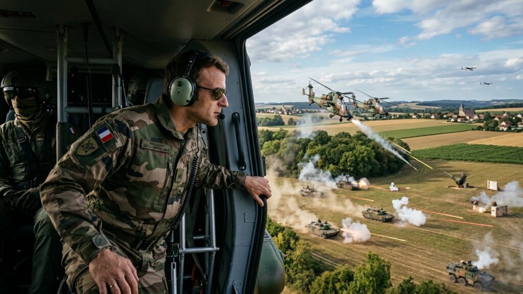 Emmanuel Macron dans un Exercice Militaire de Haute Intensité avec l&rsquo;Armée Française