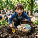 Enfant Déterre Un Trésor En Or Dans Une Aire De Jeux Allemande