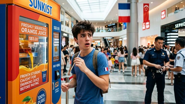 Étudiant Français Risque la Prison à Singapour pour une Paille Léché