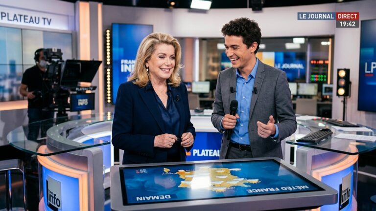 Évelyne Dhéliat Accueille Ange Noiret à la Météo de TF1