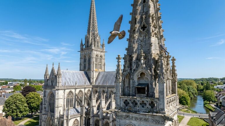 Faucons Pèlerins Nichent Sur La Cathédrale D’Évreux