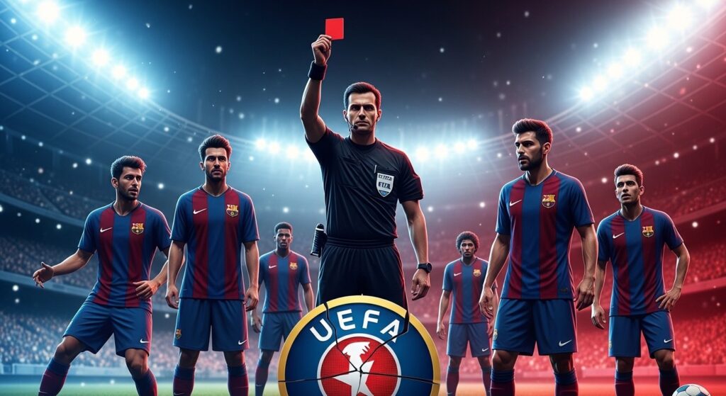 FC Barcelone Plainte Arbitres Après Élimination Champions- Craft response in exact XML format with title, meta, categories, and content.