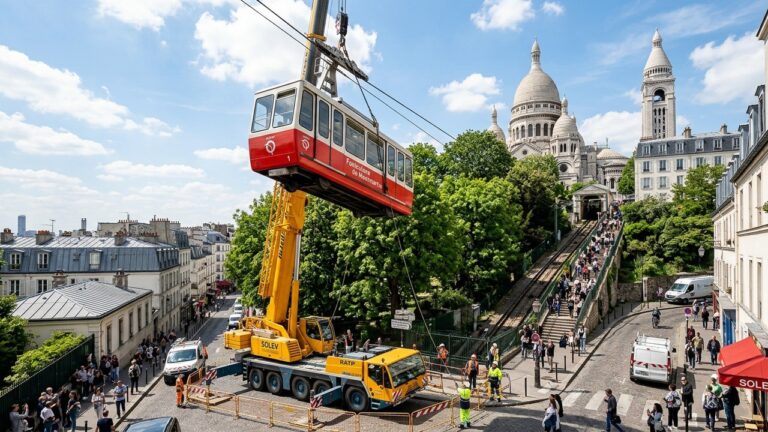 Funiculaire de Montmartre : Cabine Retirée pour Grande Révision