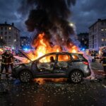 Fusillade à Villeurbanne : Un Corps Calciné Découvert Dans une Voiture IncendiFormulating image prompt in French for the articleée
