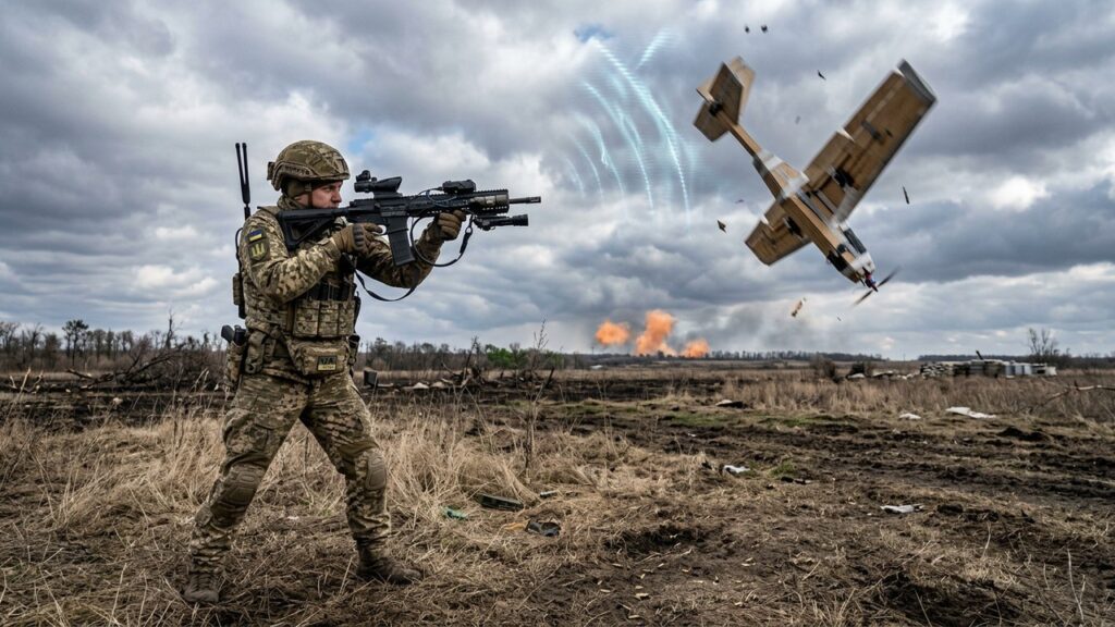 Guerre en Ukraine : Fusil Anti-Drone Abat Molniya Russe sans un Tir
