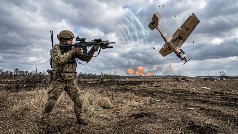 Guerre en Ukraine : Fusil Anti-Drone Abat Molniya Russe sans un Tir