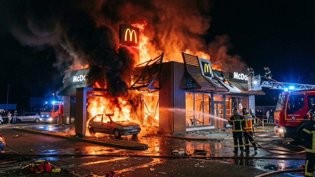Incendie Dévastateur Chez McDonald’s à Oloron-Sainte-Marie : Une Voiture En Flammes