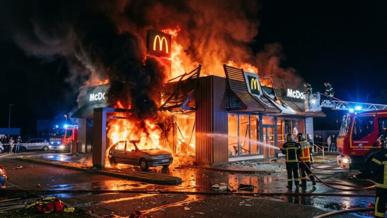 Incendie Dévastateur Chez McDonald’s à Oloron-Sainte-Marie : Une Voiture En Flammes