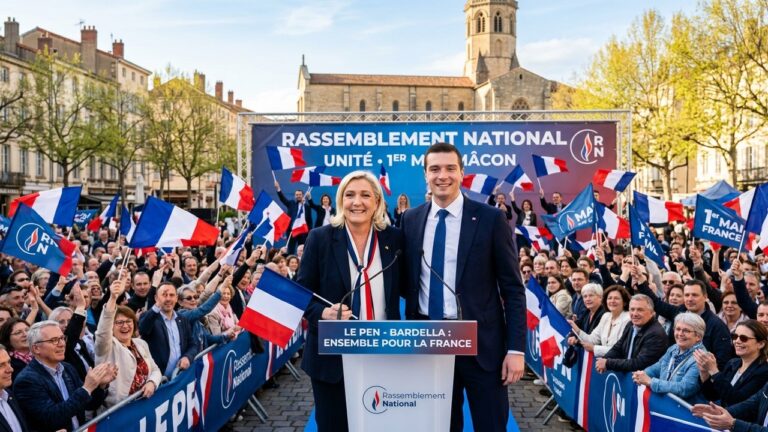 Le Pen et Bardella Unis à Mâcon : L’Harmonie du Rassemblement National