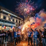 Strasbourg Rayo Vallecano : Feu d&rsquo;Artifice Nocturne des Supporters Alsaciens