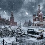 Tempête de Neige Tardive à Moscou : Chaos Printanier enDrafting detailed sections in French Russie