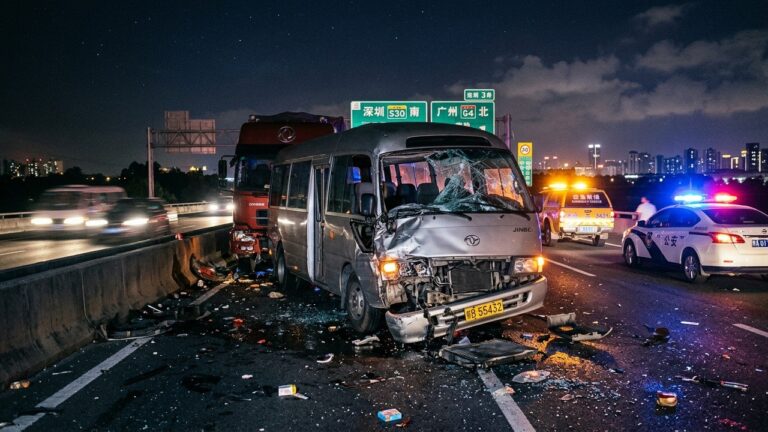 Accident en Chine : Minibus Surchargé Percute un Semi-Remorque, 13 Morts