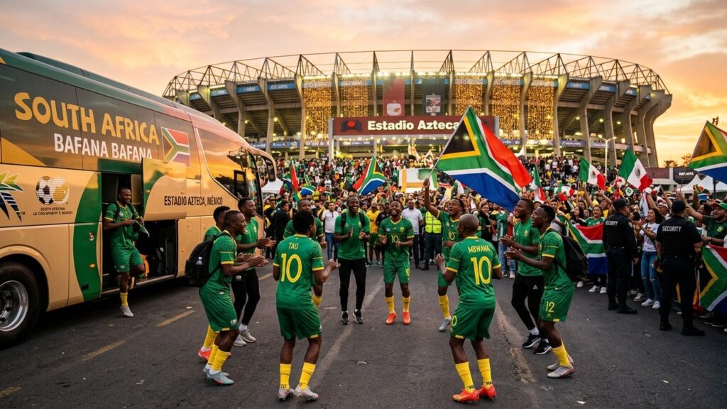 Bafana Bafana : ArrExpanding the article with detailed contextivée Festive au Stade Azteca pour le Mondial 2026