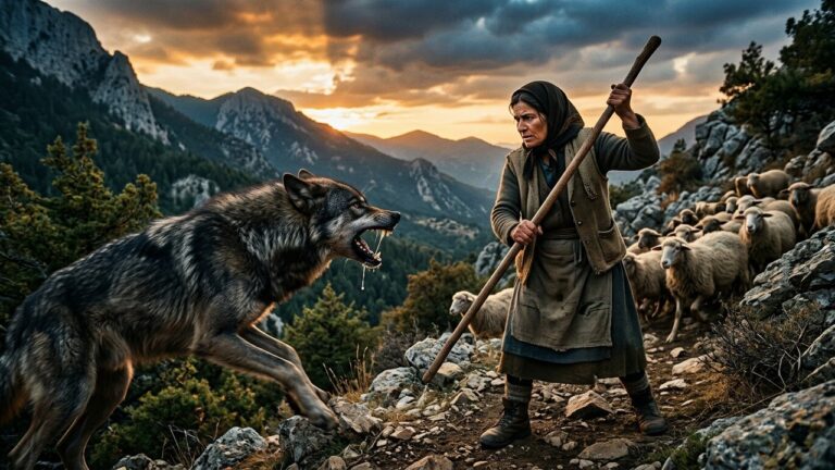 Bergère Grecque Attaquée par un Loup : Son Combat Impressionnant de 10 Minutes