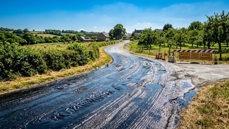 Chaleur Extrême : Route Fondue et Fermée près de Pont-l&rsquo;Évêque