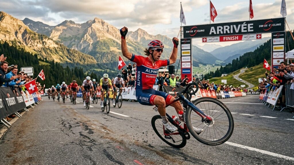 Cycliste Chute Avant Ligne : Victoire Inoubliable Malgré la Glissade