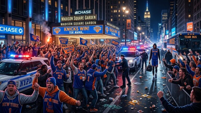Dégradations et Arrestations à New York Après Victoire Knicks NBA