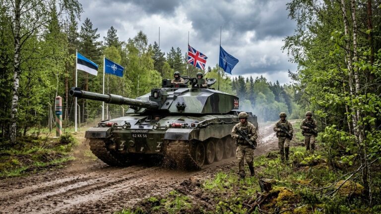 Déploiement de Chars Challenger 2 en EstonieWriting the blog article : Simulation d&rsquo;une Invasion Russe