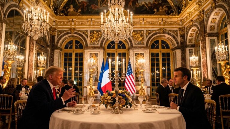 Donald Trump et MacronExpanding the article content : Dîner d’Exception à Versailles lors du G7