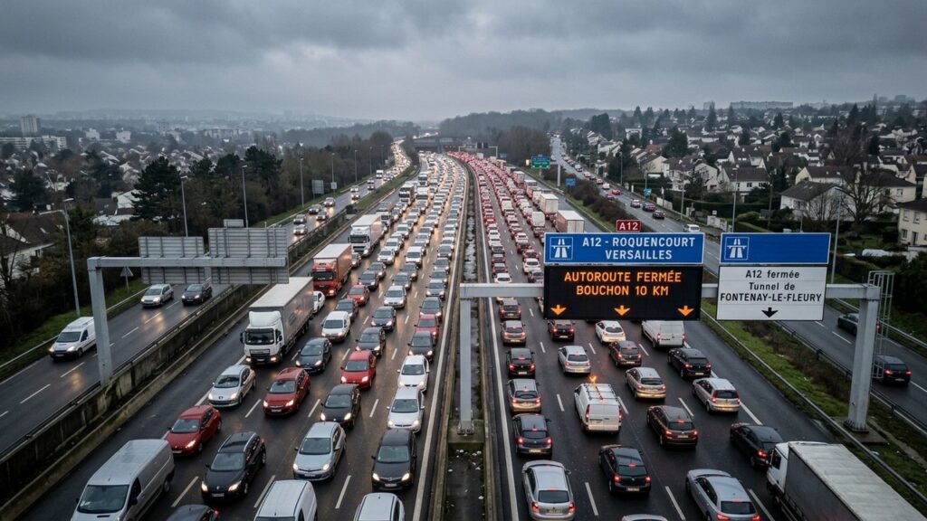Embouteillages enCrafting the final XML response Île-de-France : L&rsquo;A12 Fermée Après un Accident Majeur