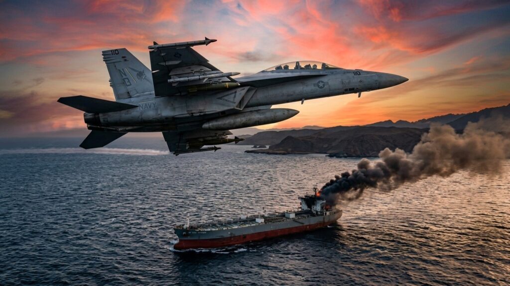 F-18 Super Hornet Neutralise Pétrolier Violant Blocus Iranien