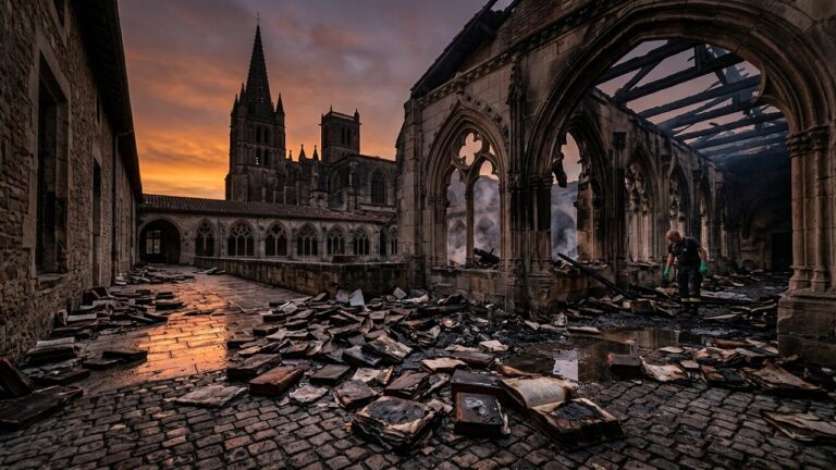 Incendie à Condom : Milliers d&rsquo;Ouvrages Anciens Endommagés dans la Cathédrale