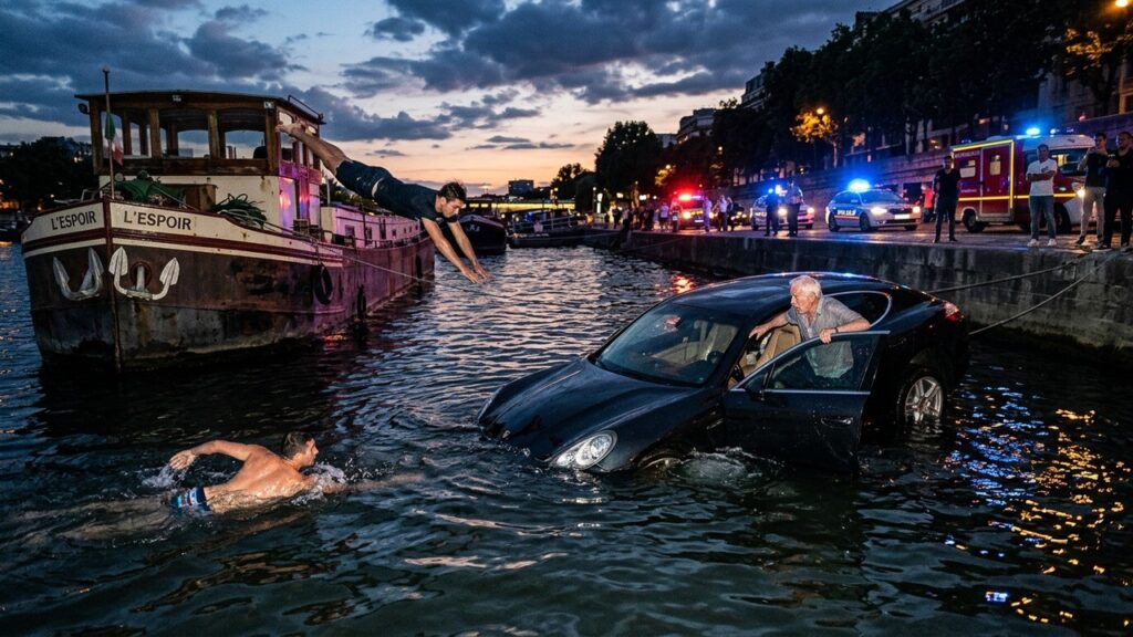 Jeunes Héros Plongent pour Sauver Retraité Piégé dans Porsche dans la Seine