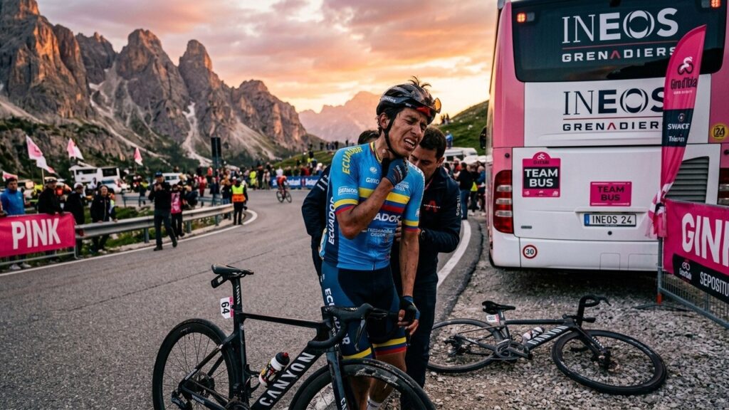 Jhonatan Narvaez Abandonne le Giro 2026 Après Collision Avec un Bus