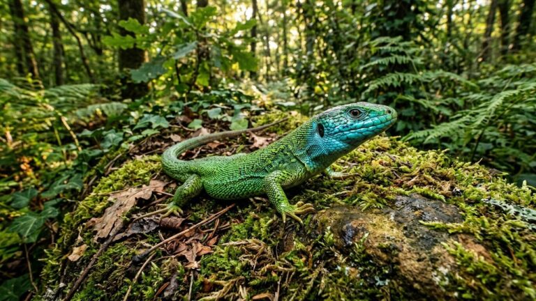 Lézard Vert et Bleu : Un Reptile Conquiert les Forêts d’Île-de-France