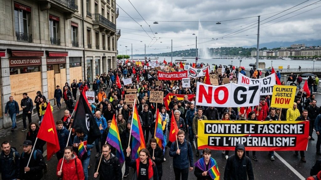 Manifestants No-G7 à Genève : Tension Avant le Sommet d&rsquo;Evian