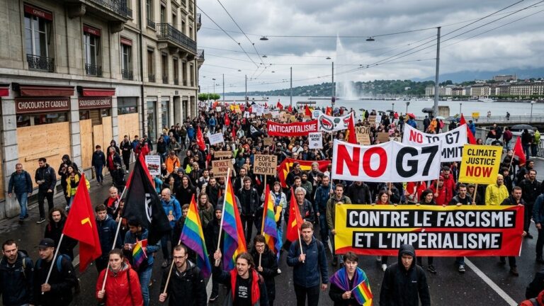 Manifestants No-G7 à Genève : Tension Avant le Sommet d&rsquo;Evian