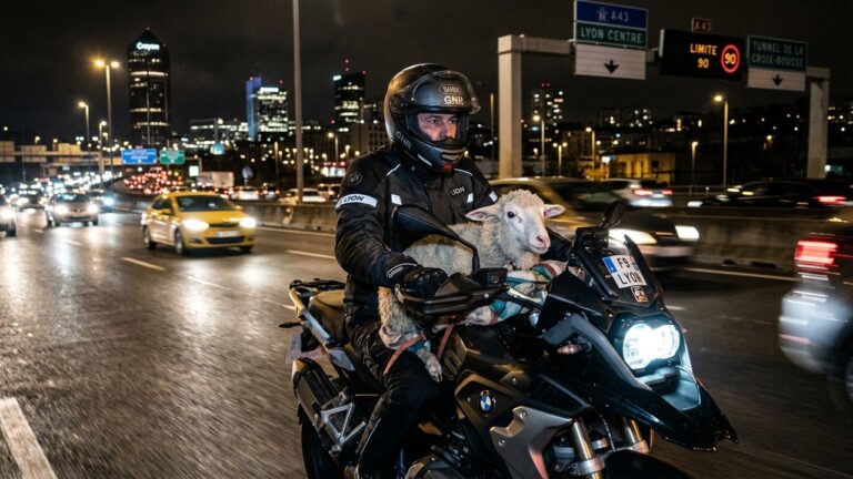 Motard Avec Mouton Vivant Sur Périphérique Lyon : Danger Absolu