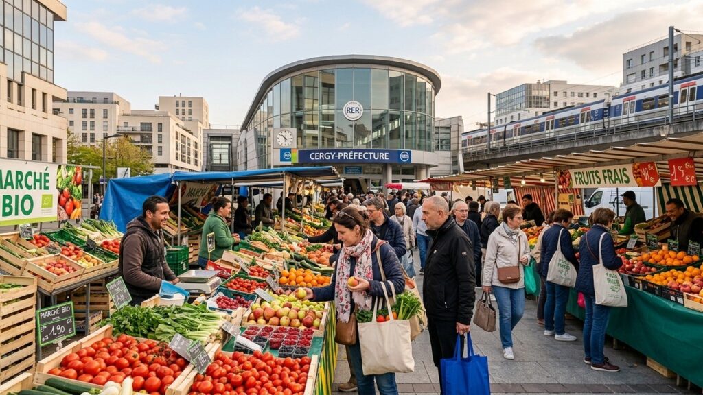 Nouveau Marché à Cergy : Un Quartier Vivant Près du RER