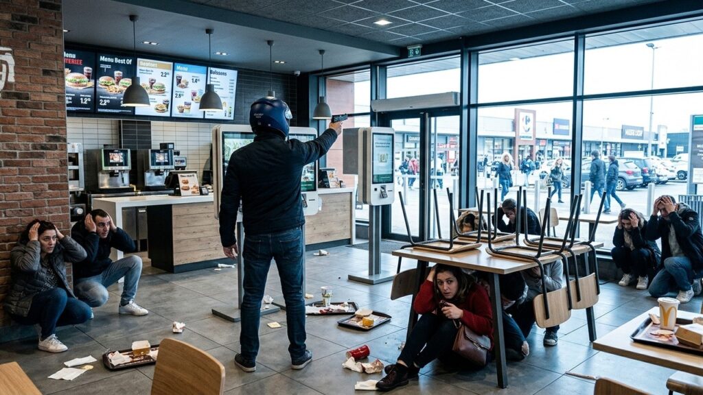 Panique au Fast-Food : Coups de Feu en Pleine Zone Commerciale