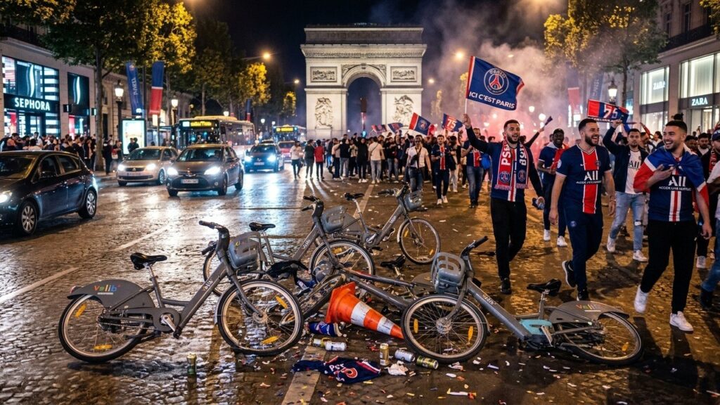 Paris : Vélos en Libre-Service Massivement DéWriting the French blog articletruits Après le Match du PSG