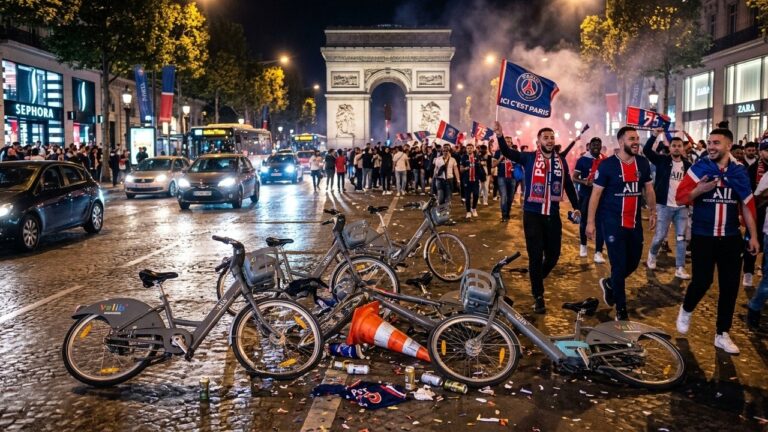 Paris : Vélos en Libre-Service Massivement DéWriting the French blog articletruits Après le Match du PSG