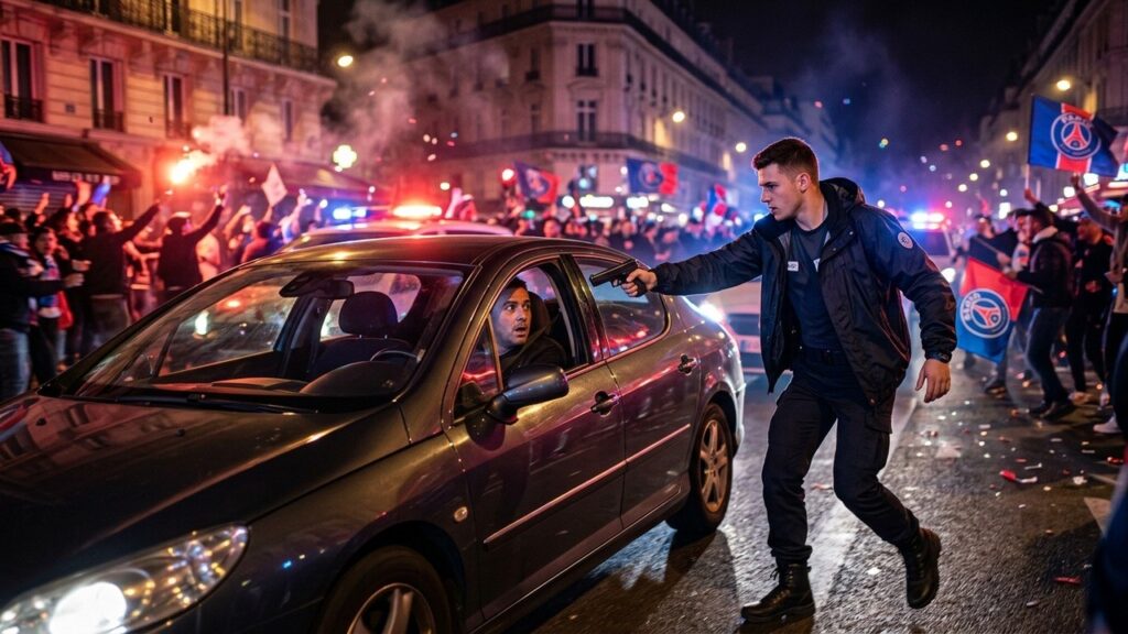 Policier Ivre Braque un Automobiliste pendant les Fêtes du PSG à Paris