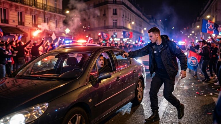 Policier Ivre Braque un Automobiliste pendant les Fêtes du PSG à Paris