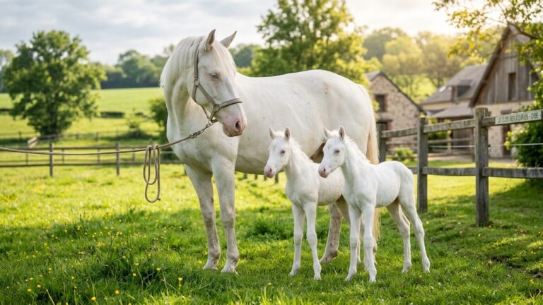 Poulains Jumeaux Blancs Aux Yeux Bleus : Miracle Dans L&rsquo;Oise