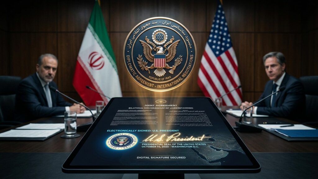 Protocole ÉtatsPlanning the article structure-Unis Iran : La Signature Électronique de Trump a-t-elle une Valeur Réelle ?