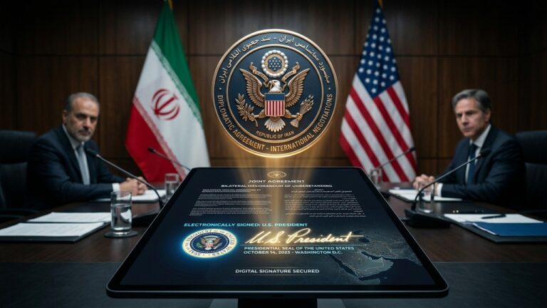 Protocole ÉtatsPlanning the article structure-Unis Iran : La Signature Électronique de Trump a-t-elle une Valeur Réelle ?