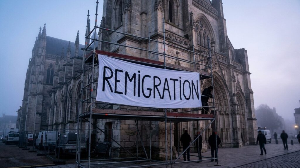 Remigration : Banderole Provocatrice Sur La Basilique De Saint-Denis