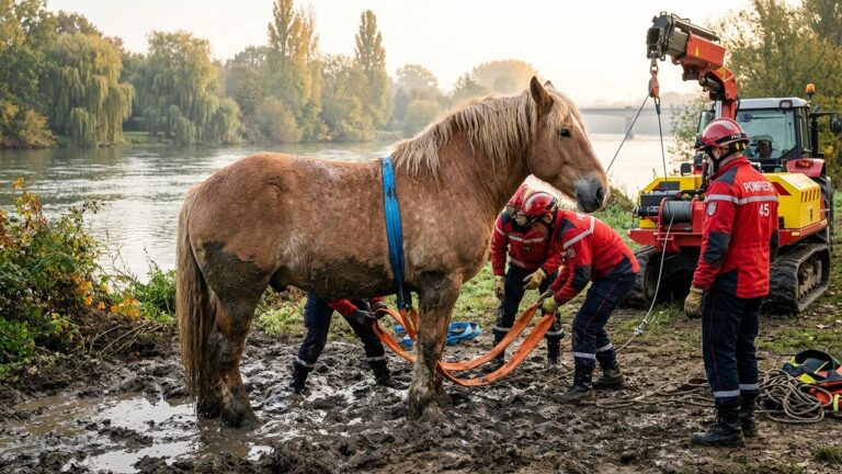 Sauvetage Épique d&rsquo;Éros : Le Colosse Cheval d&rsquo;une Tonne Tiré de la Boue