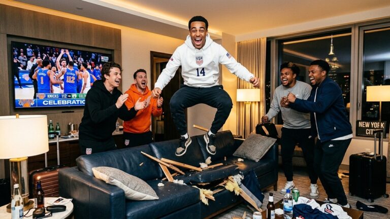 Tyler Adams et l&rsquo;Équipe US Détruisent un Canapé pour la Victoire des Knicks en Finale NBA